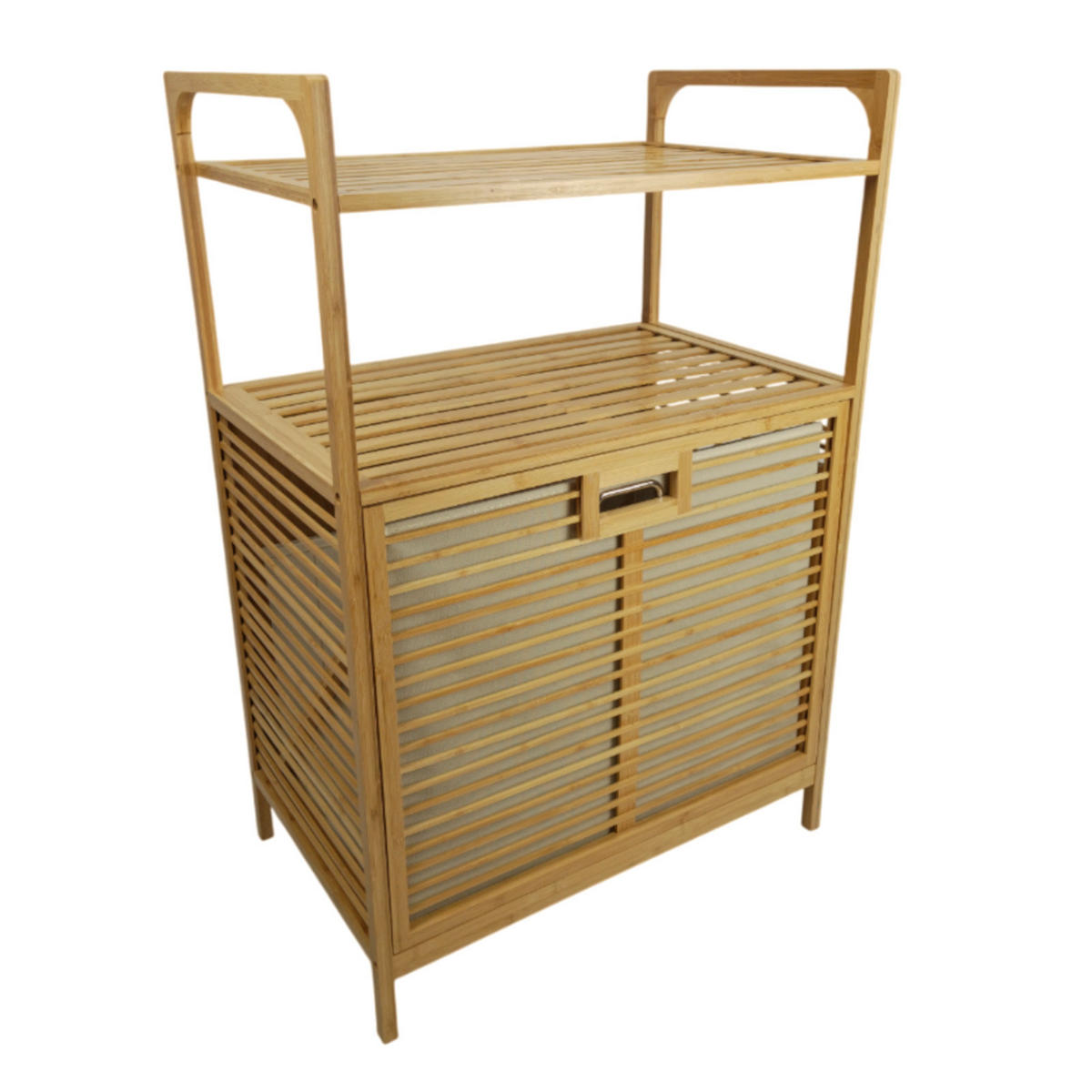 WÄSCHEKORB Bambus Naturfarben Regal mit Ablage 64x40x95 cm - Naturfarben, Holz (64/95/40cm) - Begryf