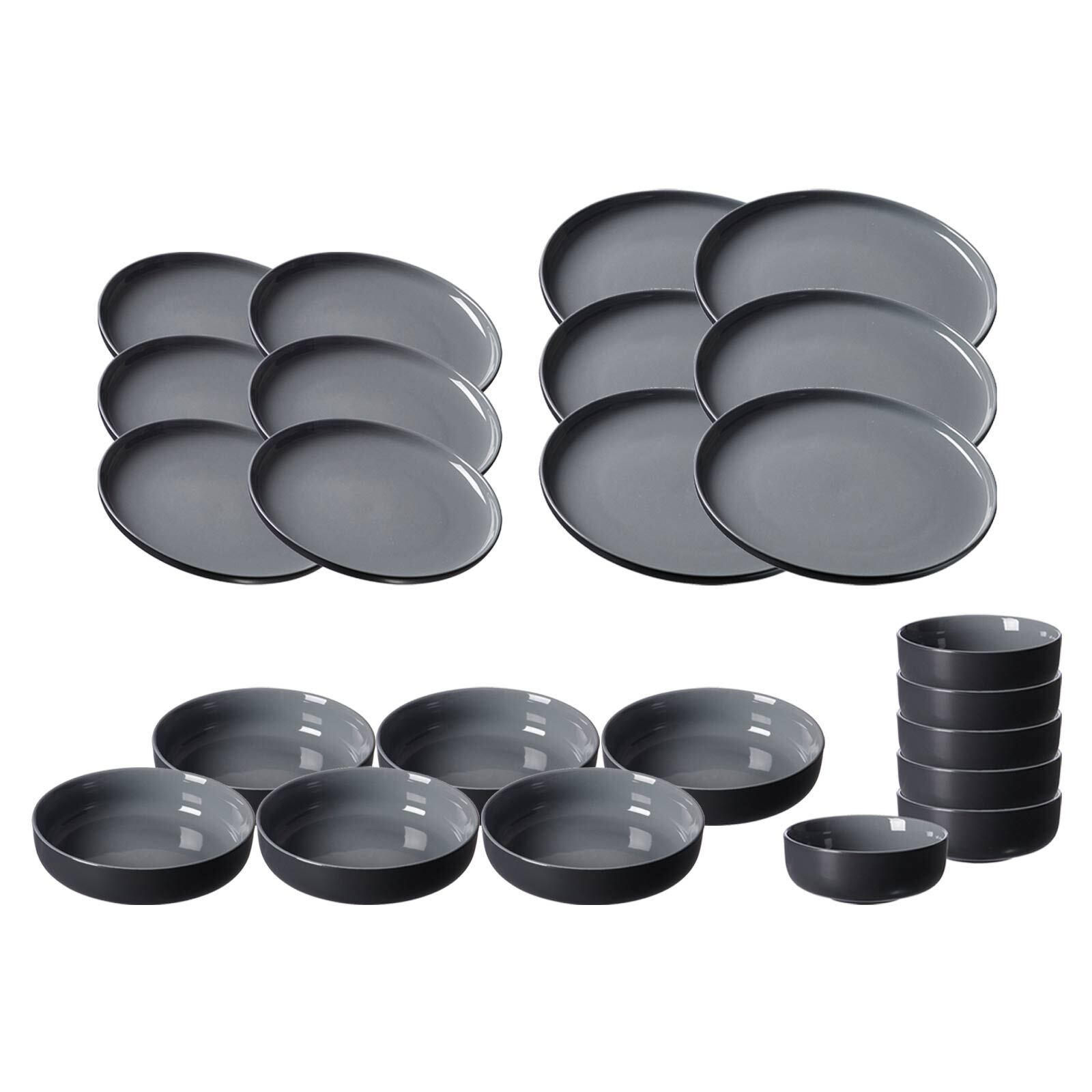 TELLER UND SCHALENSET Jasper schwarz 24er Set - Schwarz, Keramik (1/1/1cm) - Ritzenhoff Breker