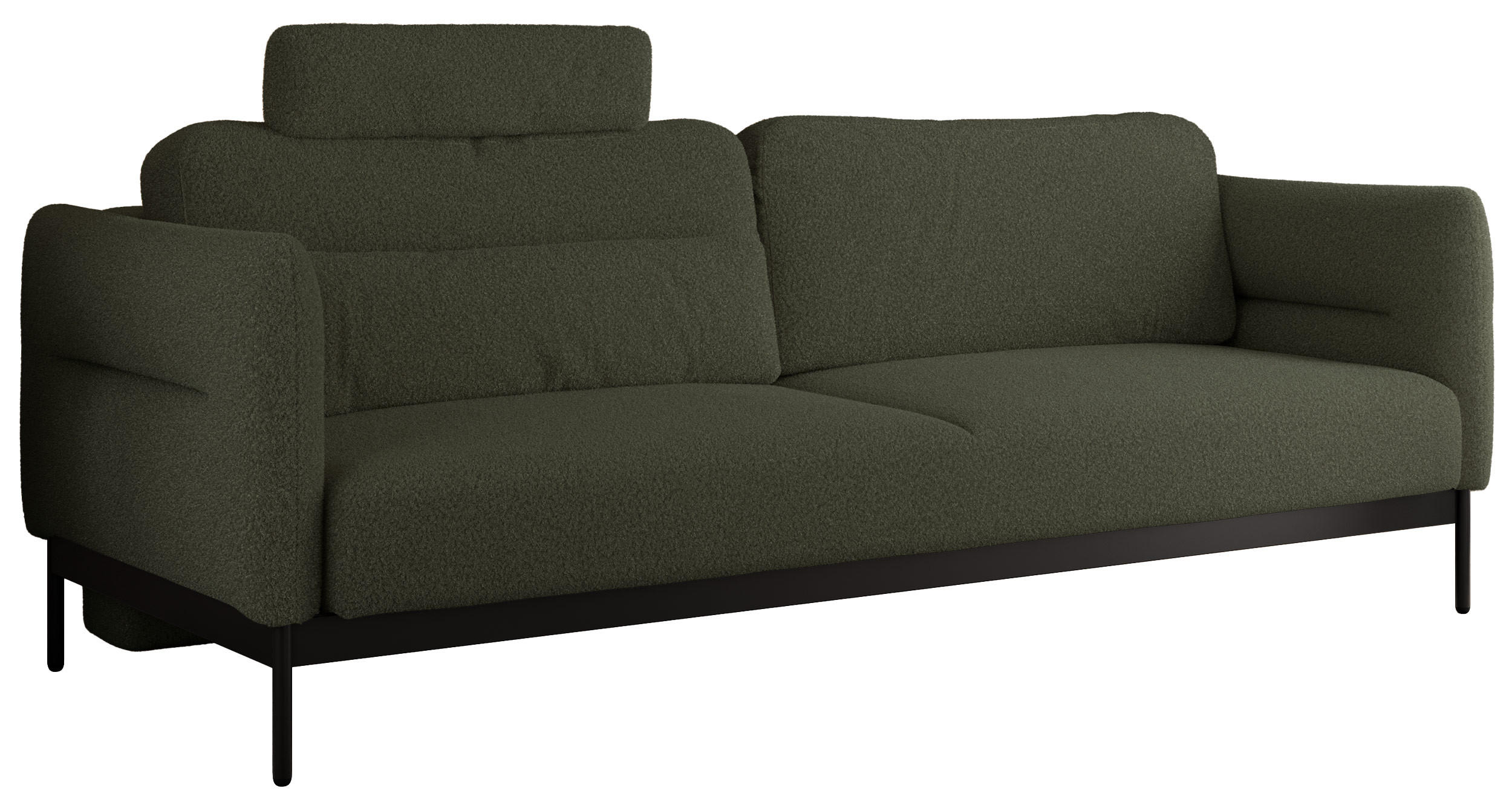 SOFA SALENTO Grün Boucle - Schwarz/Grün, Textil/Metall (221/82/101cm) - MKS