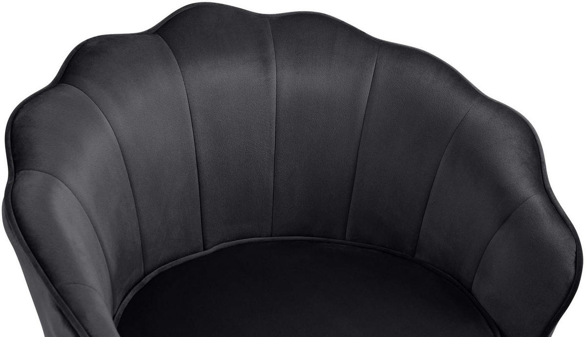 ARMLEHNENSTUHL Samt schwarz - Goldfarben/Schwarz, Textil/Metall (74/76/60cm) - CLP