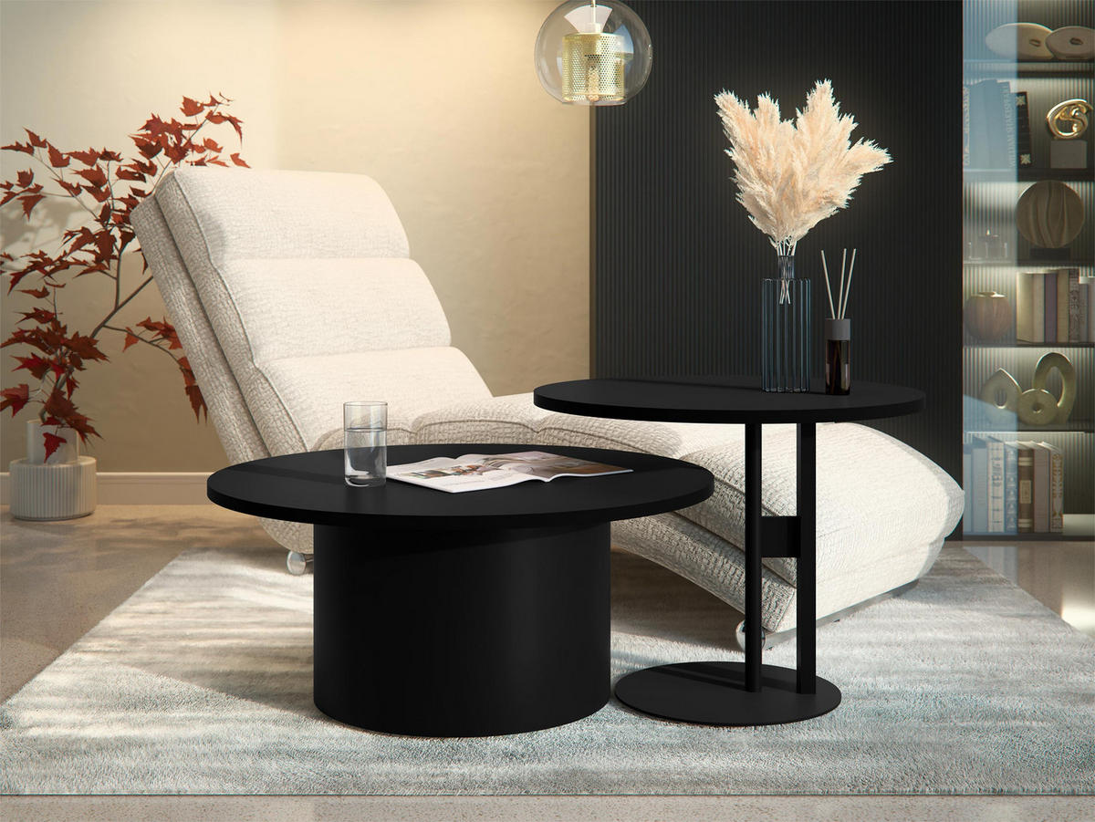 COUCHTISCH-SET Monar - Schwarz, Holzwerkstoff/Metall (58/58/45cm) - MIRJAN24