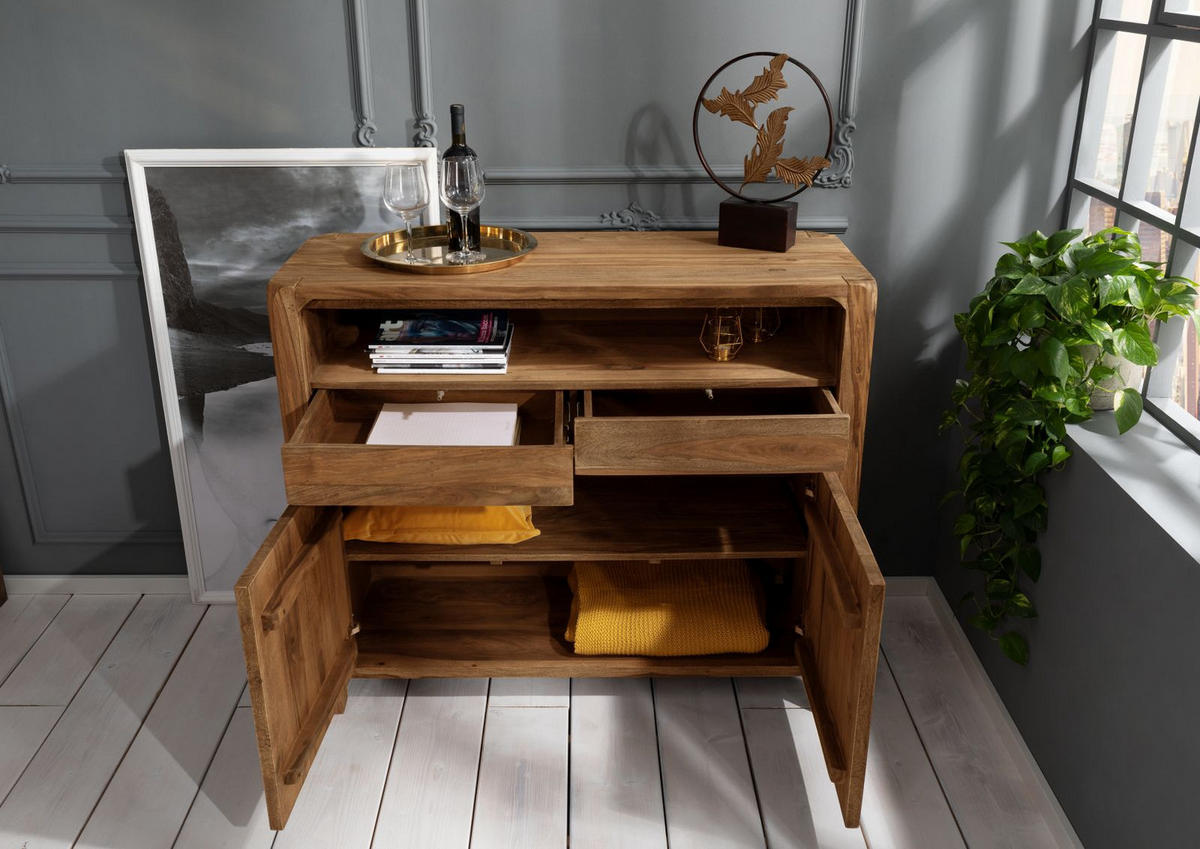 SIDEBOARD Sheesham 120x45x100 braun geölt BUENO #1005 - Braun, Holz (120/100/45cm) - Massivmoebel24