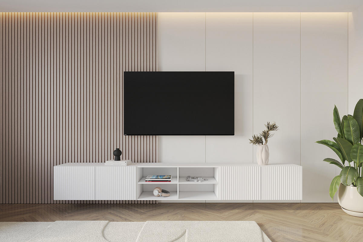 LOWBOARD NOA-2-W 3x100x40x41 cm - Weiß - Weiß, Holzwerkstoff (300/40/41cm) - ALTDECOR