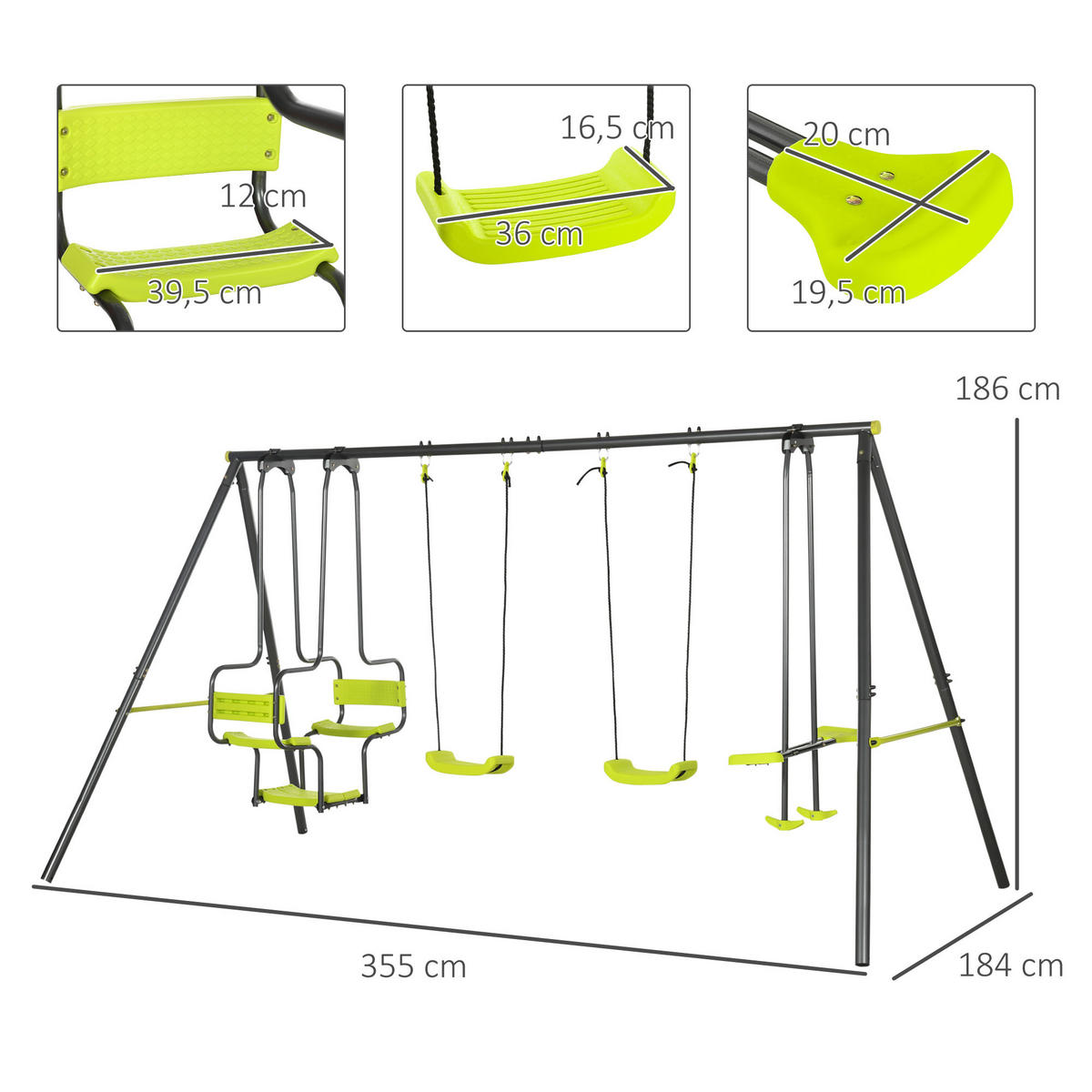SCHAUKEL DE-17960 Grau - Grün, Metall (184/355cm) - ComfortXL