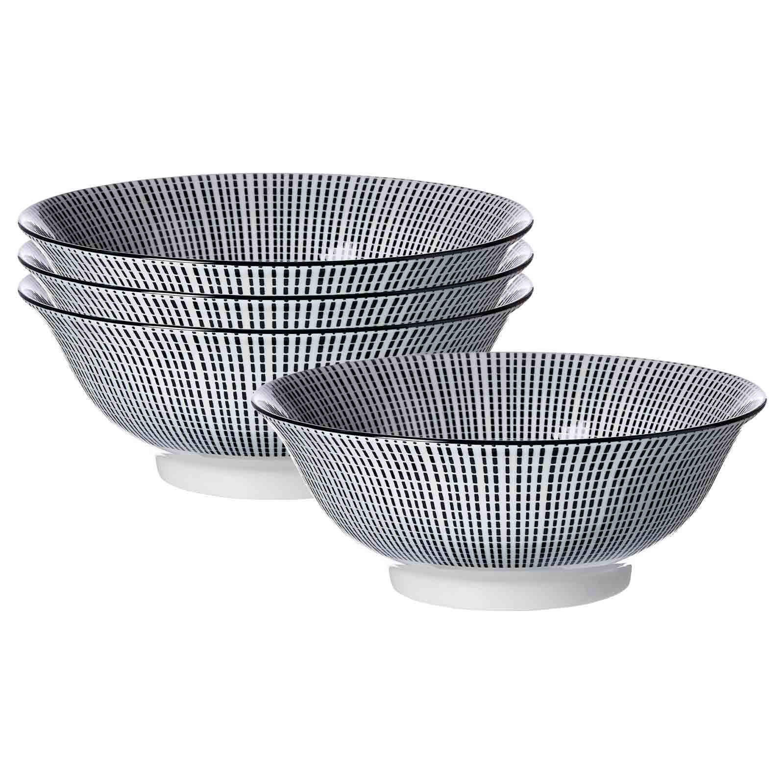 SERVIERSCHALEN Takeo Stripes schwarz-weiß ø 21 cm 4er Set - Schwarz/Weiß, Keramik (21/8/21cm) - Ritzenhoff Breker