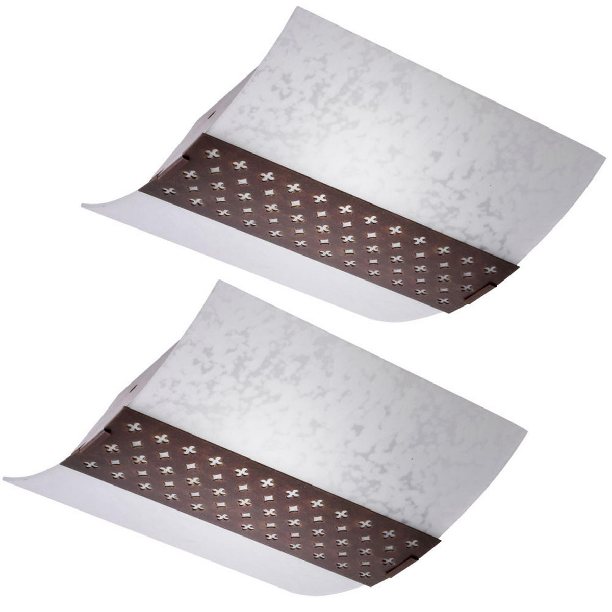 LED DECKENLEUCHTE SARAH Braun Metall Glas 2er Set - Braun, Glas (25.4/26.4/8.9cm)