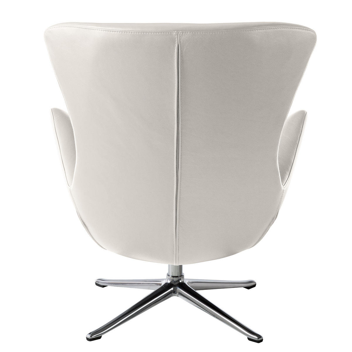 SESSEL mit Kreuzfuß - Chromfarben/Weiß, Leder/Metall (84/99/96cm) - home24