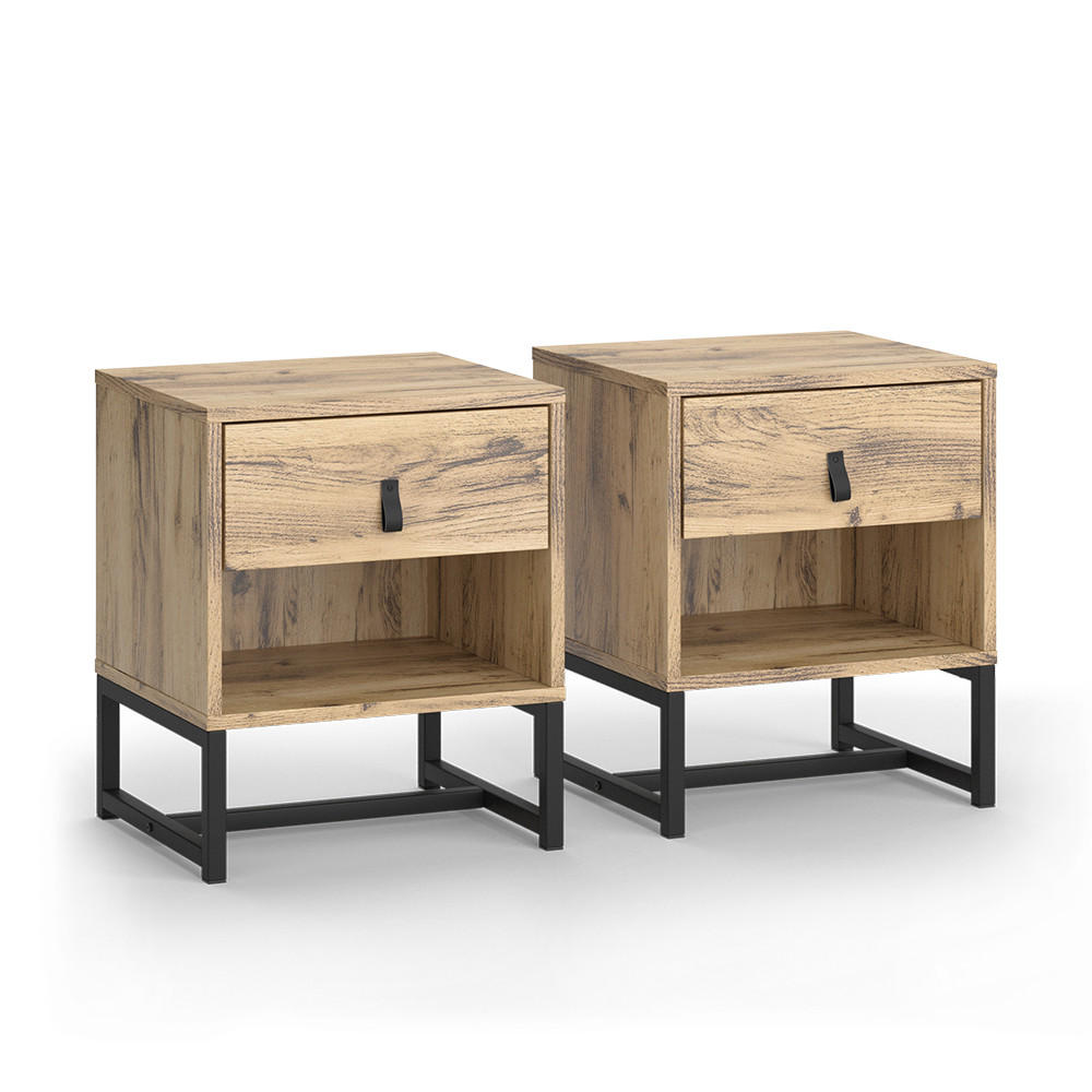 NACHTTISCH Ezra Eiche 39 x 47 cm 2er Set - Eichefarben, Holzwerkstoff (39/47/35cm) - Vicco