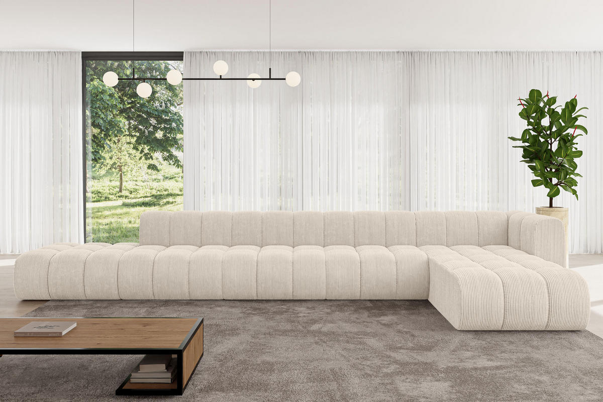 ECKSOFA modulares Sofa Zuvon-L3 - 478x177x70 cm Beige - Beige, Holzwerkstoff/Textil (478/177cm) - ALTDECOR