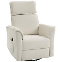 RELAXSESSEL DE-06431 mit Liegefunktion, 135° neigbar, verstellbare Kopfstütze Cremeweiß - Creme, Holzwerkstoff/Textil (78/105/91cm) - ComfortXL