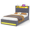 POLSTERBETT 140/190 cm Grau mit LED-Lichtleiste und USB-Anschlüssen - Grau, Holzwerkstoff (140/190cm) - OKWISH