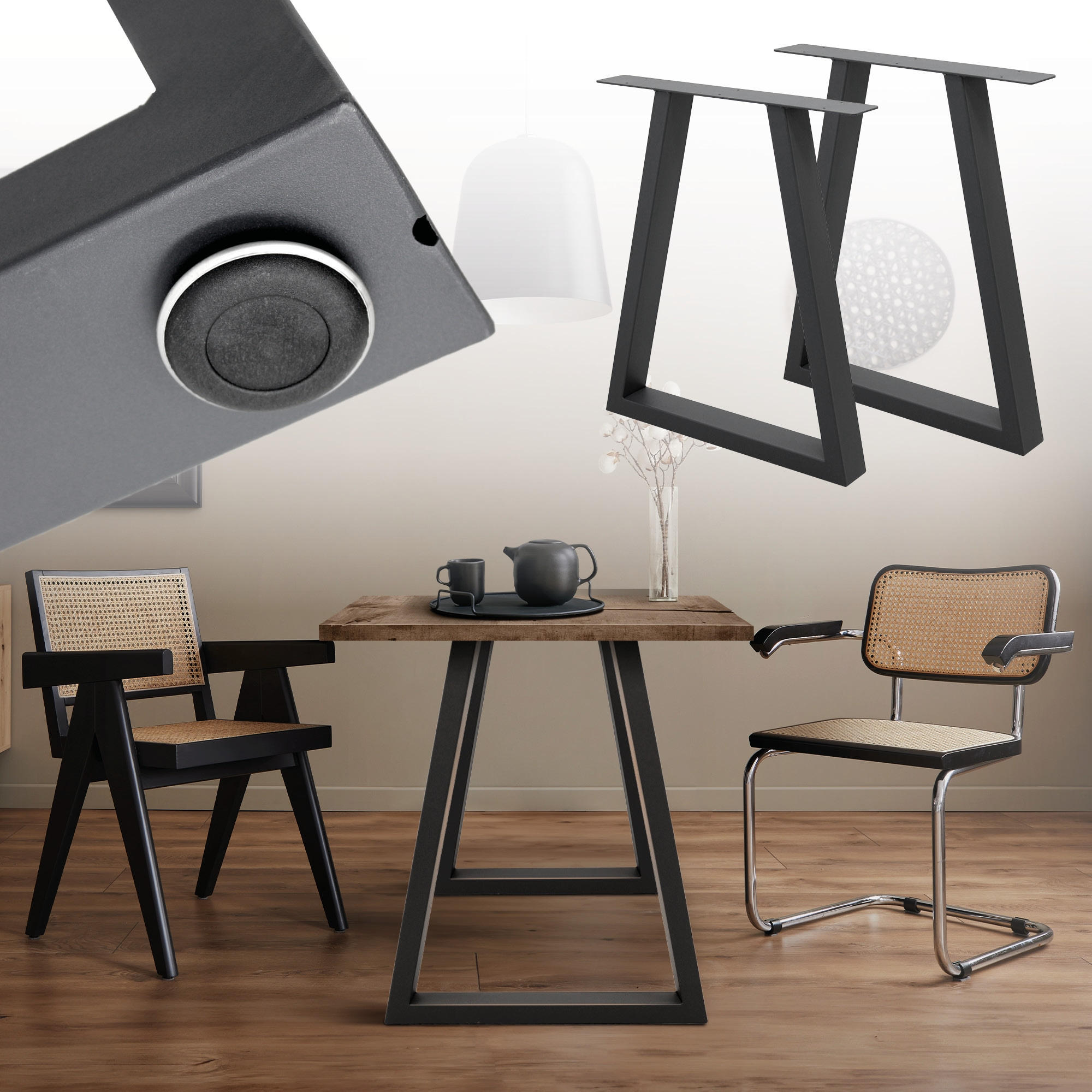 Thumbnail - ECD-Germany Tischbeine, Dunkelgrau, Metall, 60x8x72 cm, Esszimmer, Tische, Esstische, Tischsysteme