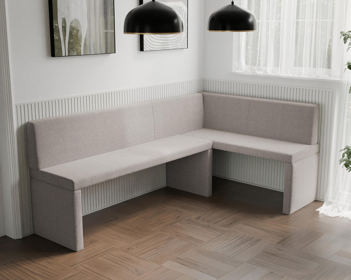 ECKBANK rechts OWEN Webstoff, 142/196 cm Creme - Creme, Holz/Textil (142/196cm) - Idohome
