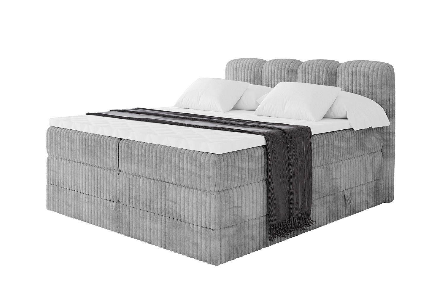 BOXBETT mit Matratze H3|H4 - NINA KING - 200x200 cm - Hellgrau - Hellgrau, Holzwerkstoff (200/200cm) - ALTDECOR
