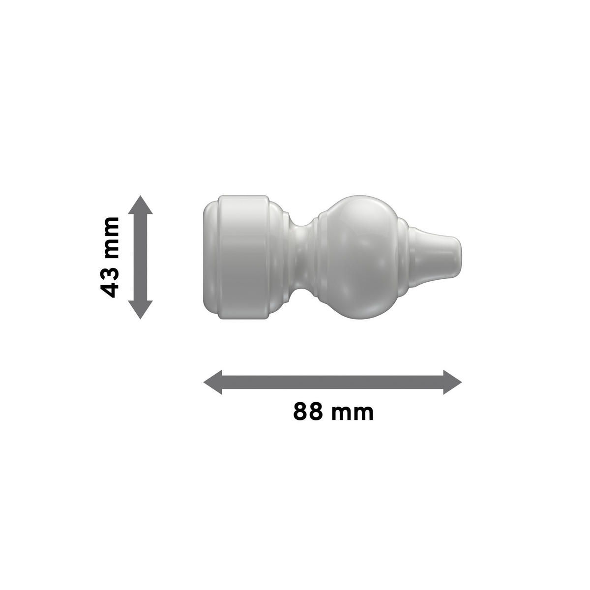 ENDSTÜCKE FÜR GARDINENSTANGEN 28 mm Ø, Rondo Weiß, Packung 2 Stück - Weiß, Kunststoff (8.8/4.3/4.3cm) - INTERDECO