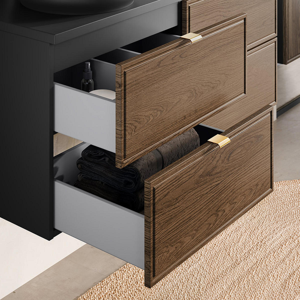 DOPPELWASCHTISCH Tarsia-56 - Braun, Holzwerkstoff (120/66/46cm) - Lomado