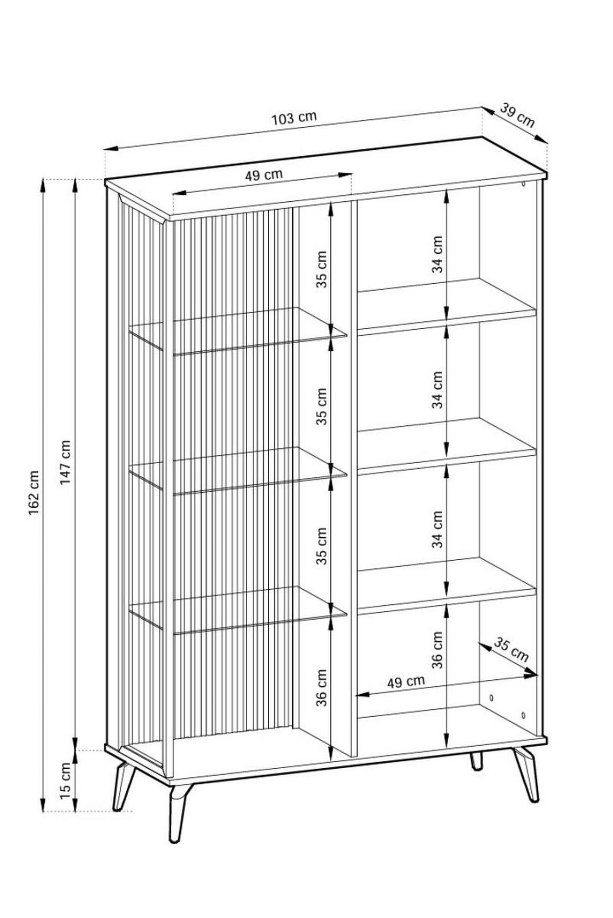 VITRINE mit Lamellen VIVIN - Nussbaumfarben, Holzwerkstoff (103/162/39cm) - Compleo24