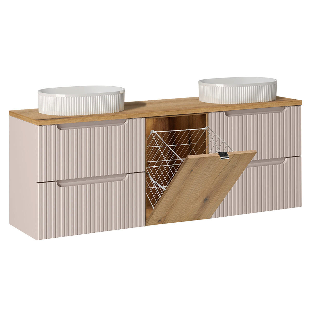 DOPPELWASCHTISCH 160.4cm Riva Kaschmir - Beige, Holzwerkstoff (160.4/59.5/40cm) - Petits-meubles