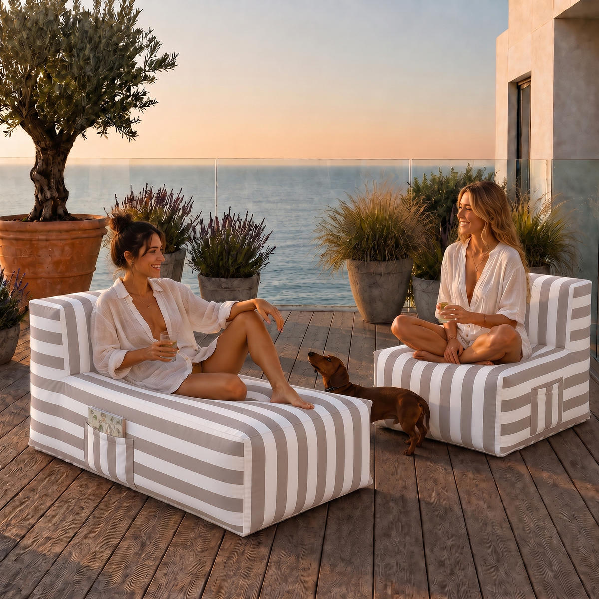 GARTENLOUNGE-SET SOFT SET 1 Beige - Beige, Textil - Muffo