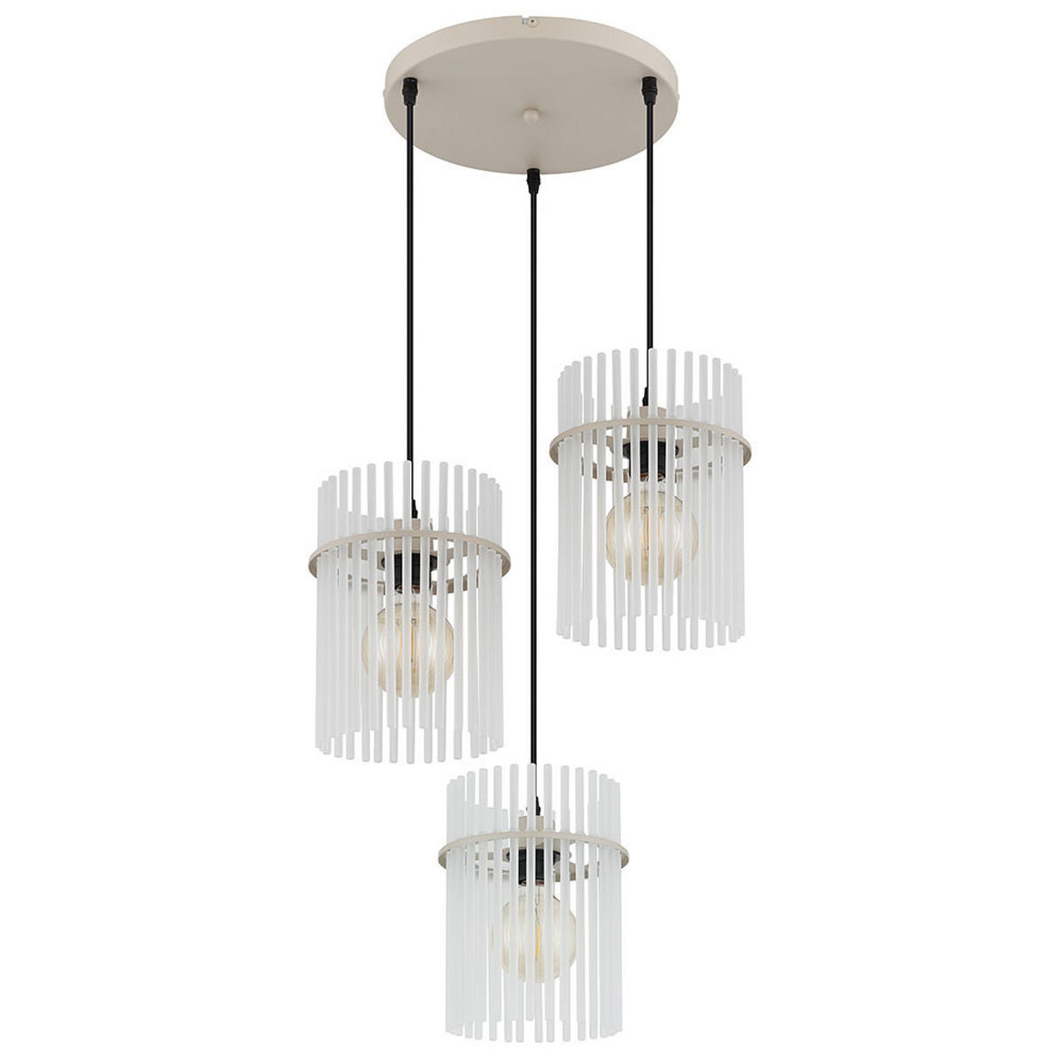 HÄNGELEUCHTE Gorley Metall/Glas Beige, höhenverstellbar - Beige, Glas (47/47/140cm) - Globo Lighting