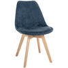 STUHL Cord dunkelblau - Eukalyptusholzfarben/Dunkelblau, Holz/Textil (49/83/50cm) - CLP