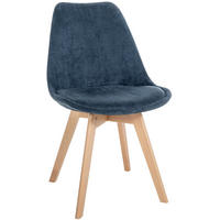 STUHL Cord dunkelblau - Eukalyptusholzfarben/Dunkelblau, Holz/Textil (49/83/50cm) - CLP