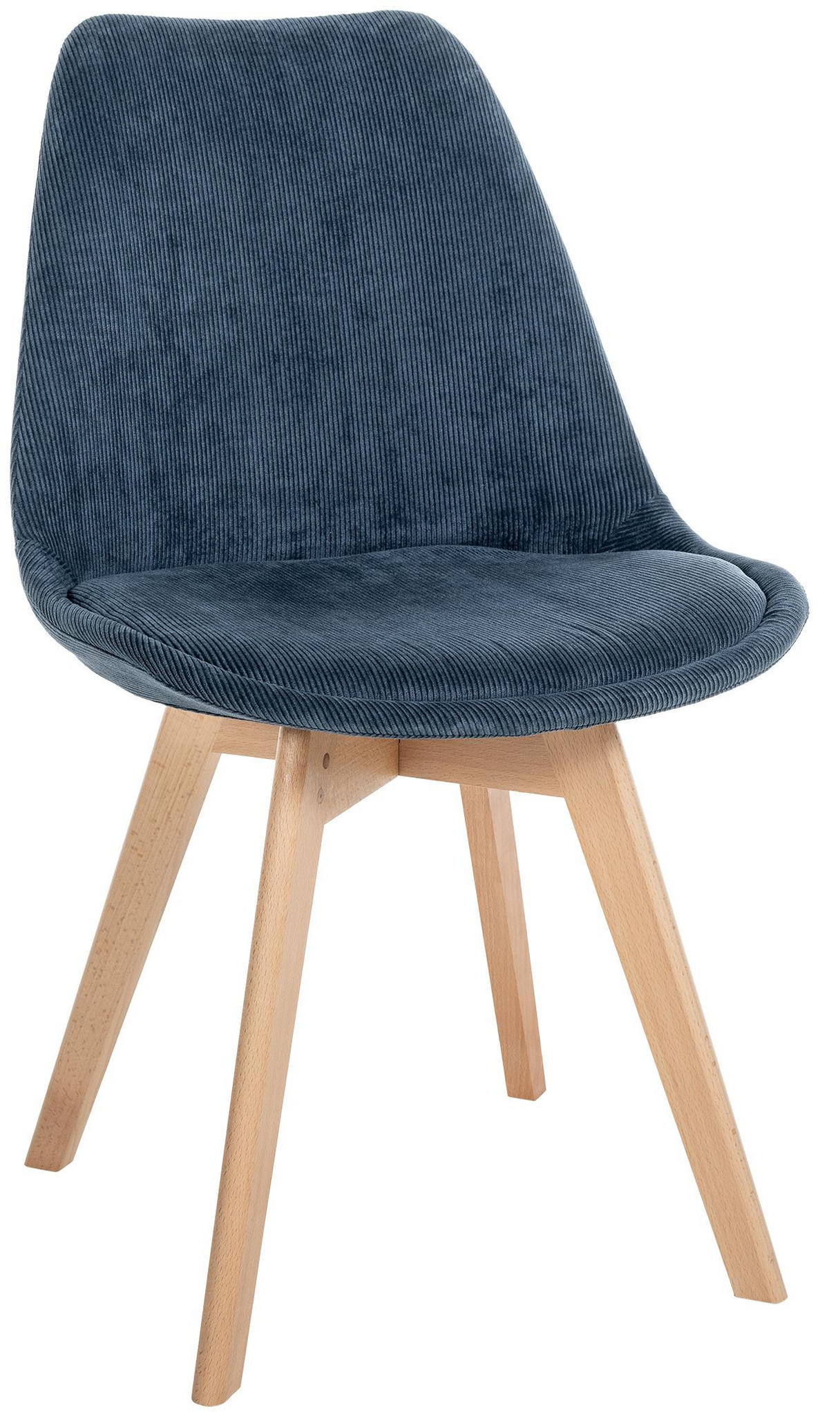 STUHL Cord dunkelblau - Eukalyptusholzfarben/Dunkelblau, Holz/Textil (49/83/50cm) - CLP