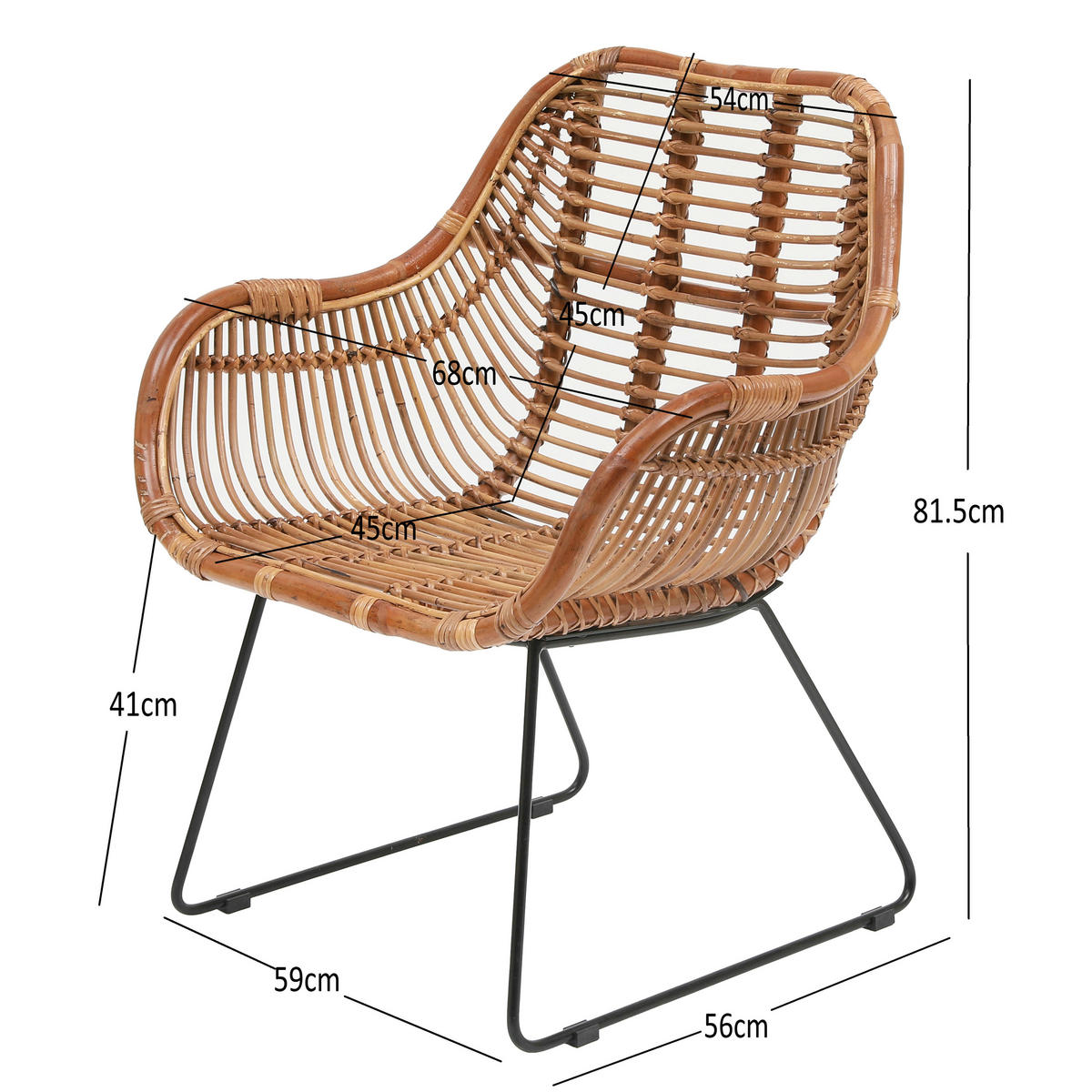 STUHL 2er-Set Rattan Braun - Braun, Holz (68/81.5/56cm) - Nordlys