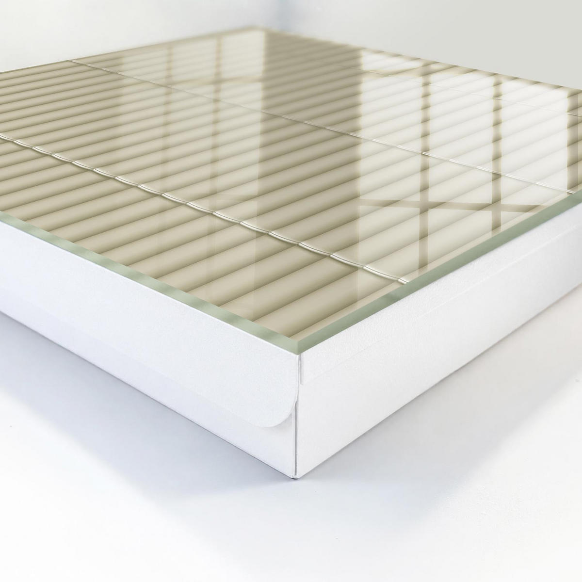 SCHLÜSSELBOX Weiß 30x30 cm – Türöffnung nach rechts - Beige Streifen - Beige, Metall (30/30/5cm) - TULUP