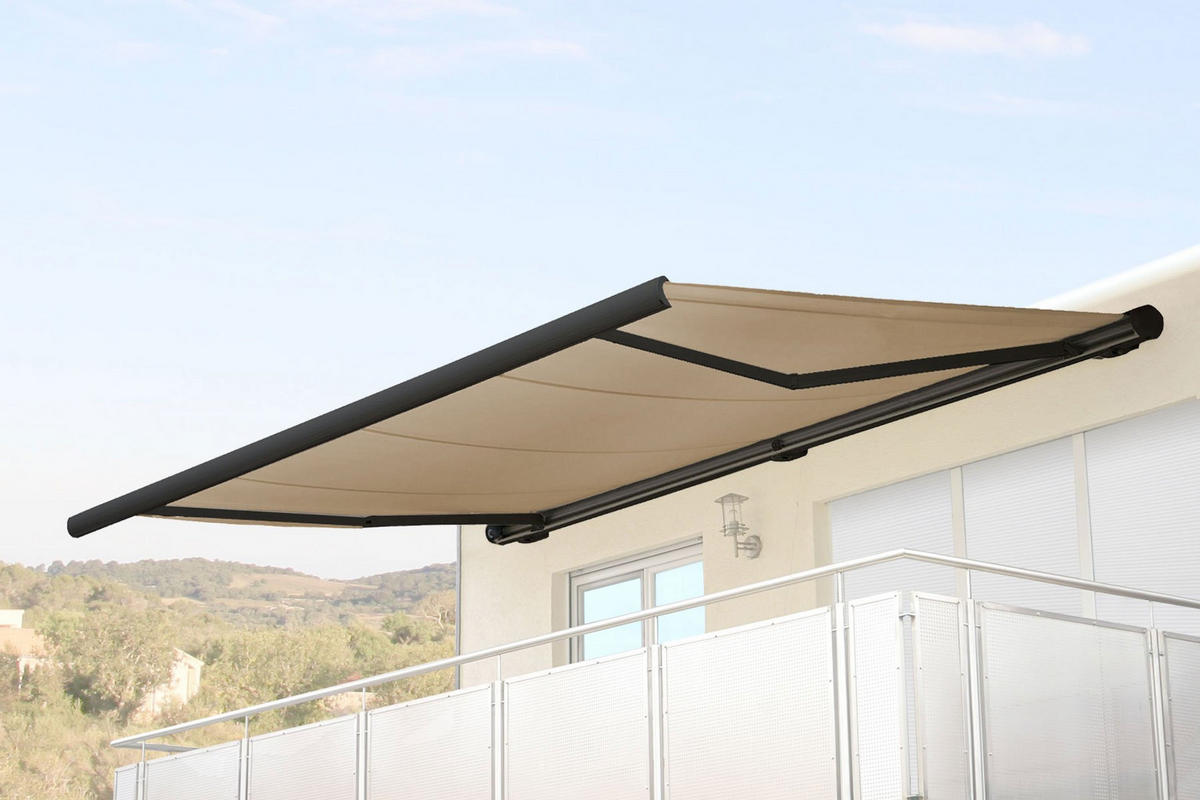 ELEKTRISCHE KASSETTENMARKISE Cremeweiß, Anthrazit - Anthrazit/Weiß, Textil (400/23/300cm) - MCW