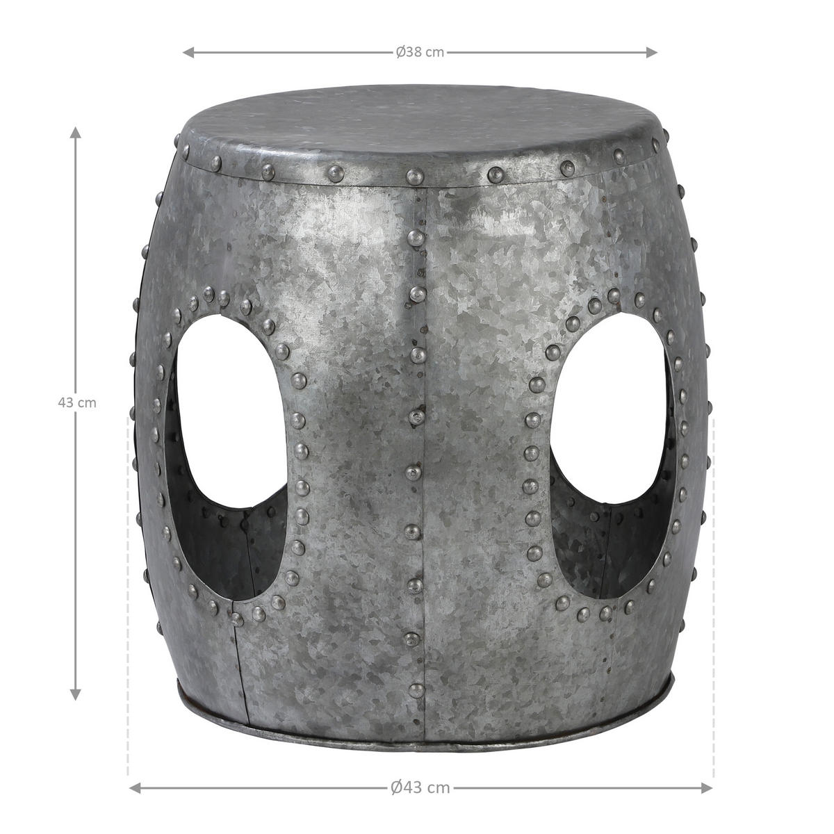BEISTELLTISCH rund Ø38x43 cm Silber aus Metall - Grau, Metall (43/38/43cm) - WOMO-DESIGN