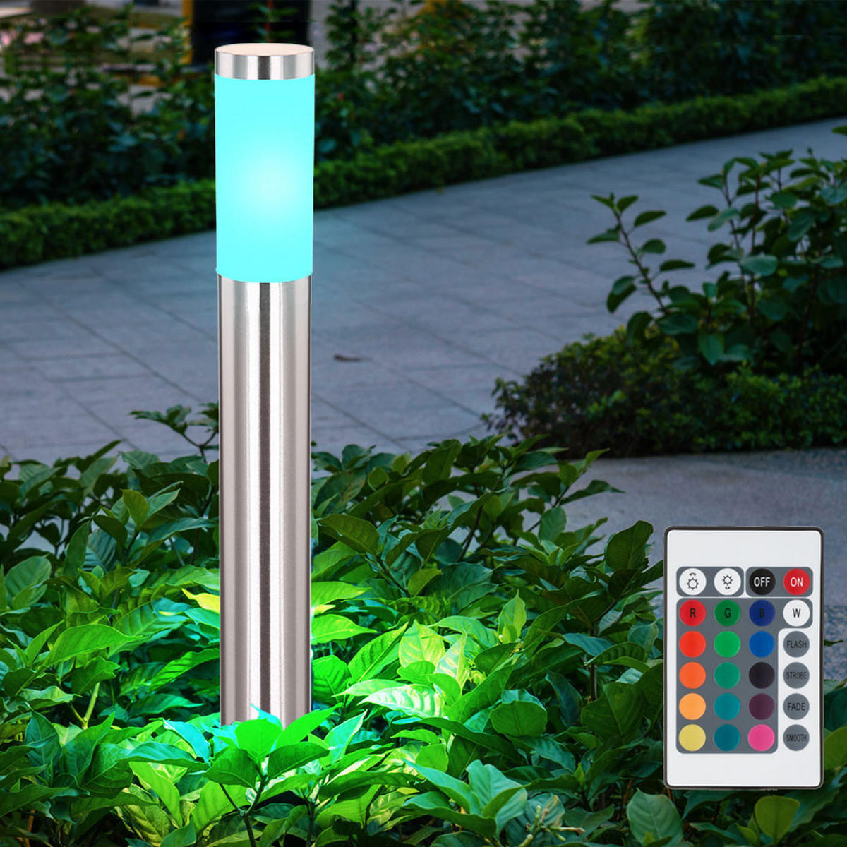 LED WEGELEUCHTE Edelstahl Silber 4er Set - Silberfarben, Metall (11/80/80cm) - Globo Lighting
