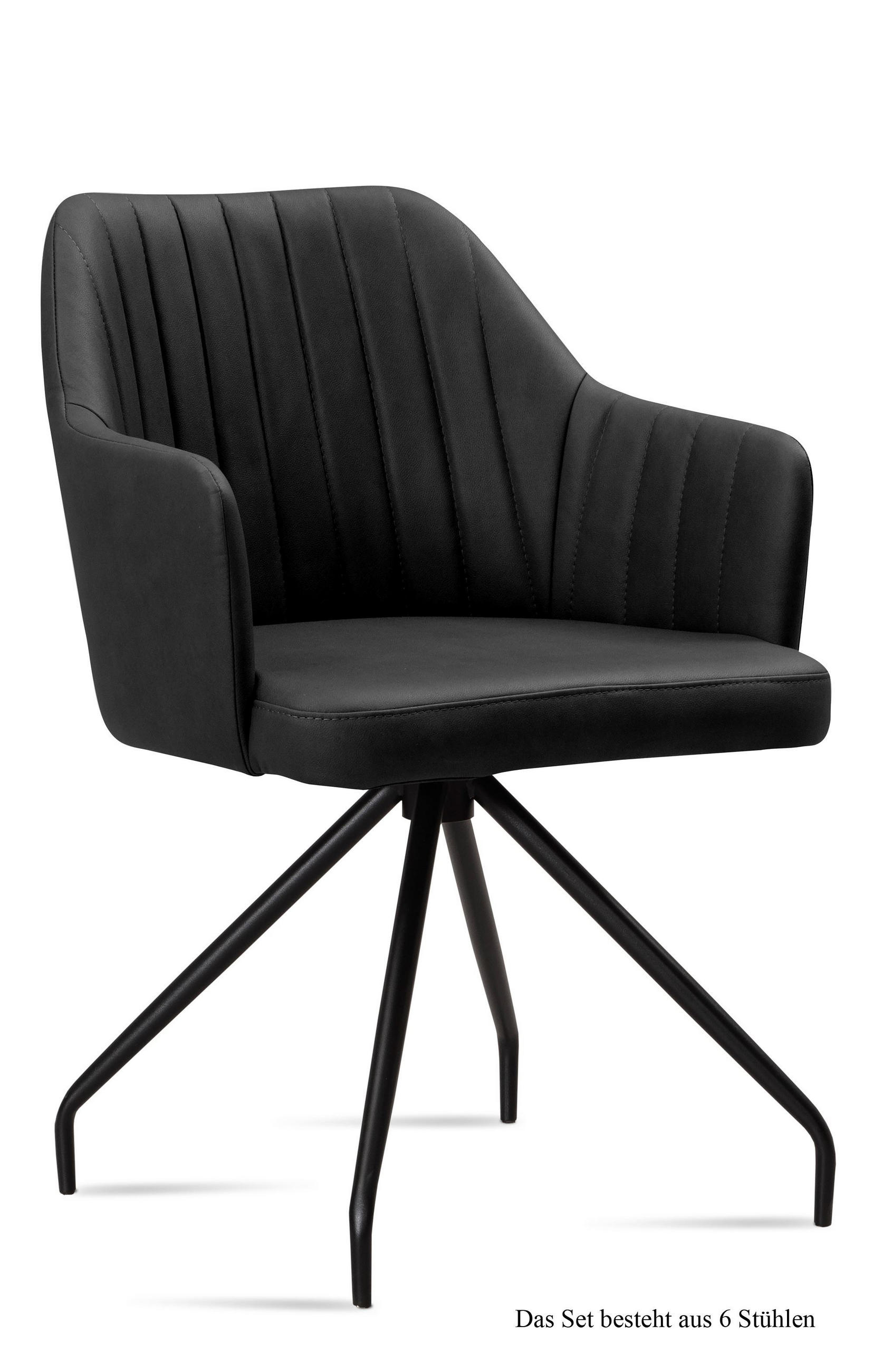 ARMLEHNSTUHL (6er-Set) Dinara 58x81x60 Schwarz/Anthrazit - Anthrazit/Schwarz, Kunststoff (60/81/58cm) - 58aufmkessel