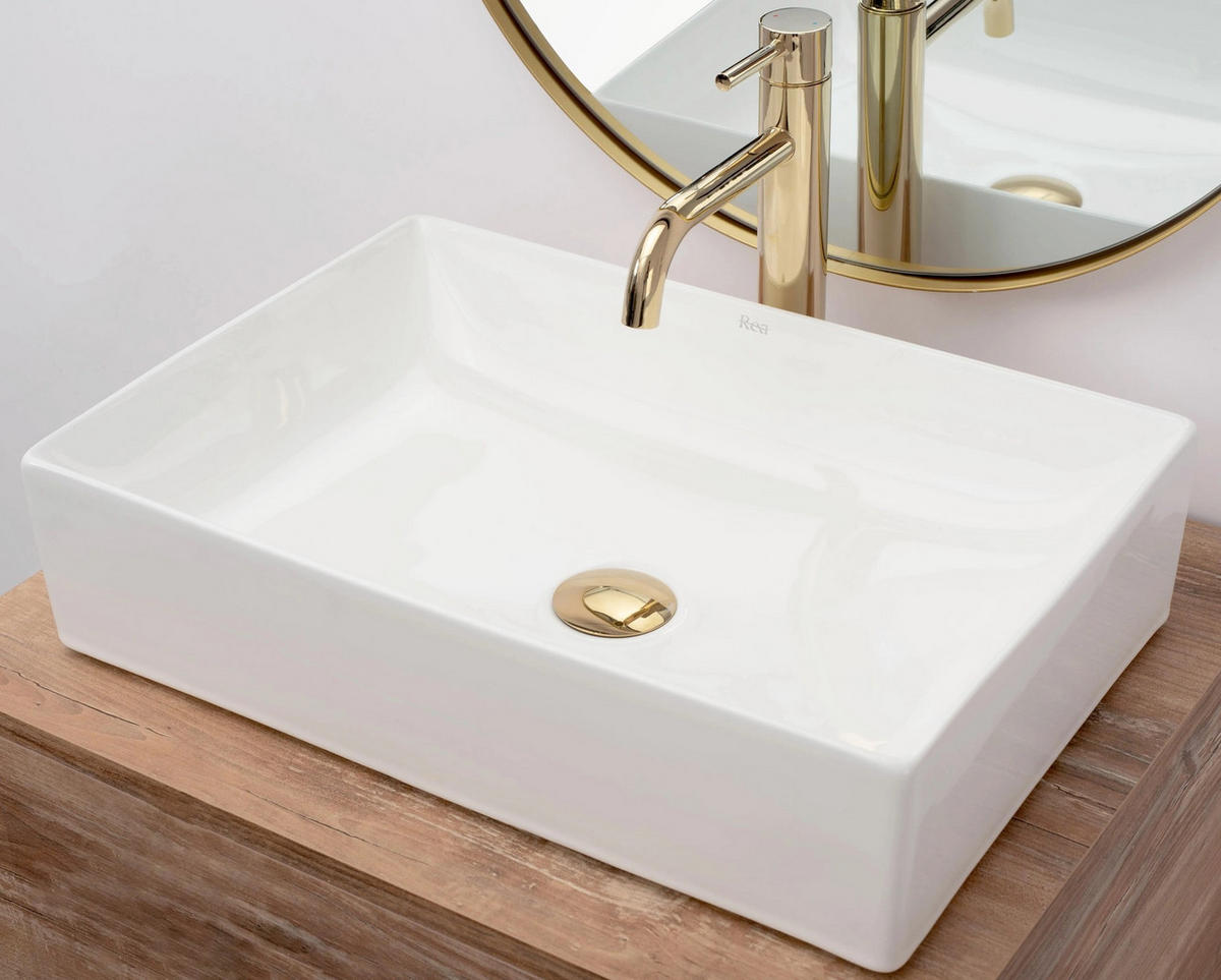 AUFSATZWASCHBECKEN Rea Inga White - Weiß, Keramik (34.5/12/51cm) - REA