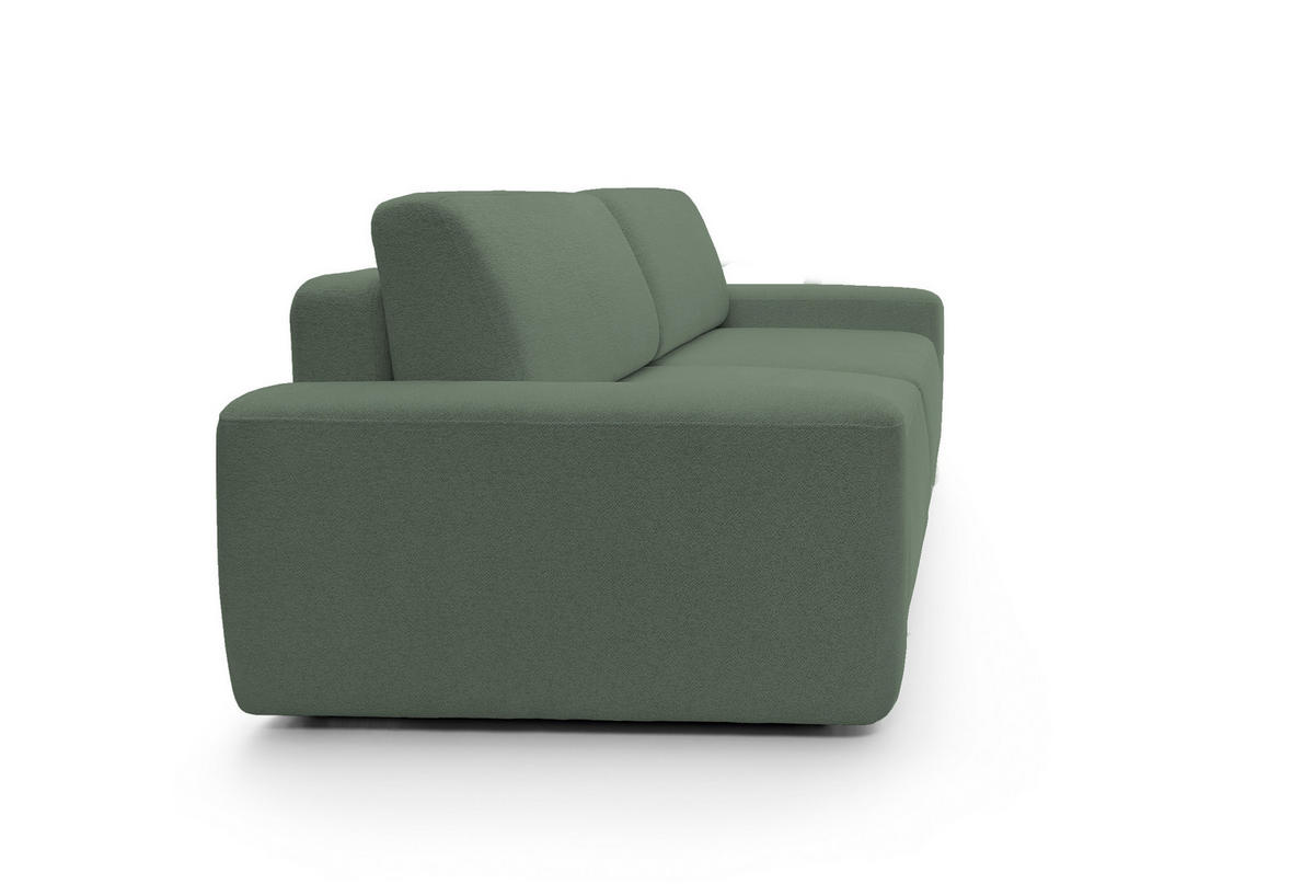 SOFA 4-Sitzer freistehend, Bettzeugcontainer, Polsterung aus PUR-Schaum, Stoff Raven, Schlaffunktion: 120x200 cm, Größe: 257x82x105 cm, Grün - Grün, Holz/Textil (257/82/105cm) - DomoHome