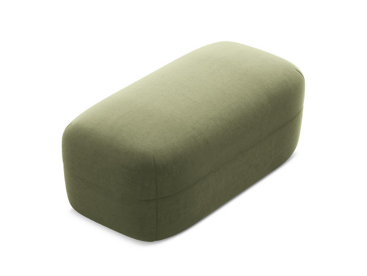POUF Samt Stoff Grün - Schwarz/Olivgrün, Kunststoff/Textil (92/40/48cm) - Makamii