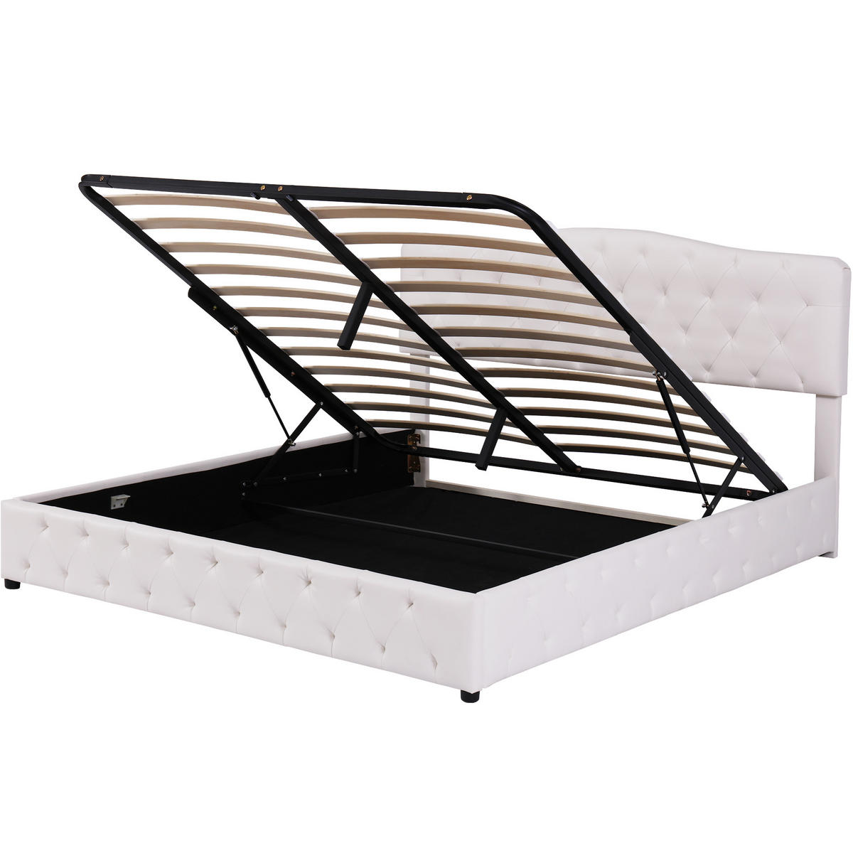 POLSTERBETT aus Kunstleder 180x200 cm in Weiß mit Stauraum & Lattenrost - Weiß, Leder (180/200cm) - Modfu