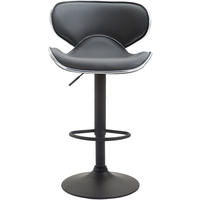 BARHOCKER 2er Set Las-Mallorcas Kunstleder schwarz grau - Schwarz/Grau, Kunststoff/Metall (46/108/49cm) - TPFLiving