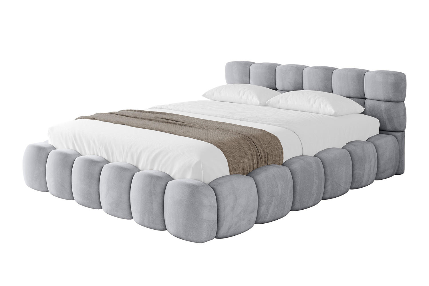 POLSTERBETT mit Bettkasten und Lattenrost, Bett mit Matratze H3/H4 - LEYA-v1 200x200 Hellgrau - Hellgrau, Holzwerkstoff/Textil (200/200cm) - ALTDECOR