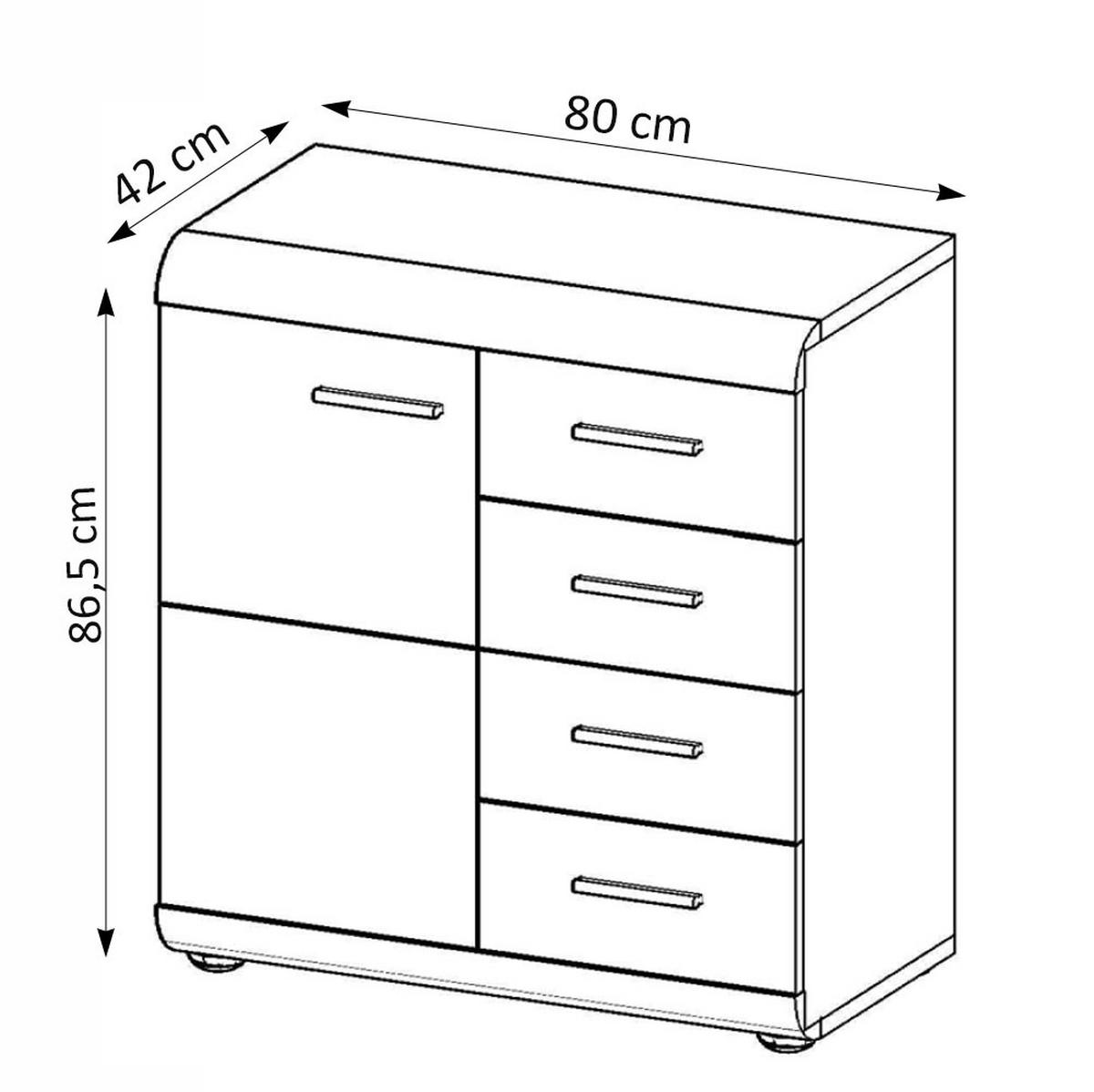 KOMBIKOMMODE Link Sonoma Eiche 80 / 42 / 86,5 cm - Braun/Sonoma Eiche, Holz/Holzwerkstoff (80/86/42cm) - Feldmann-Wohnen