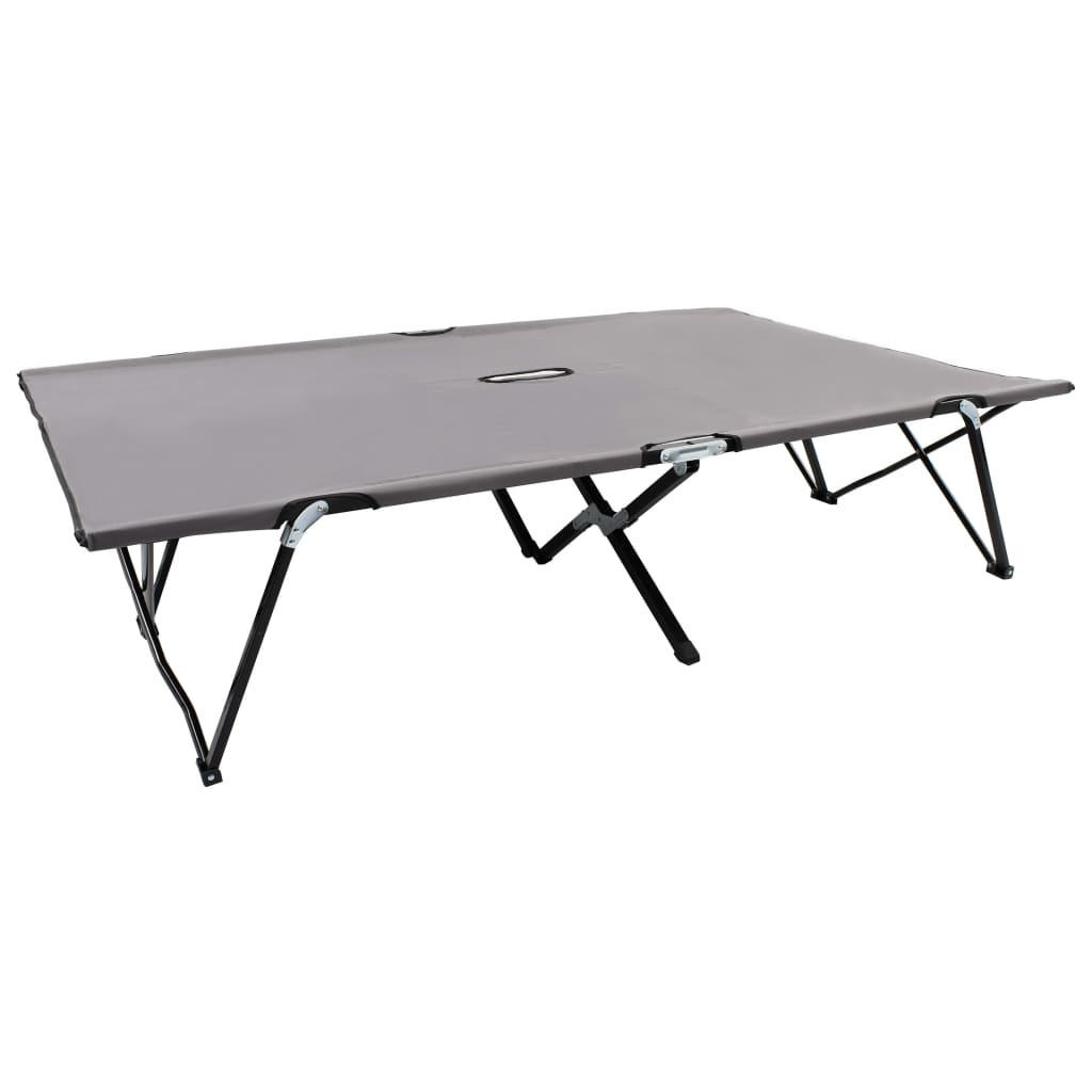DOPPELLIEGE Klappbar Grau Stahl - Grau, Textil (125/40/193cm) - furnicato