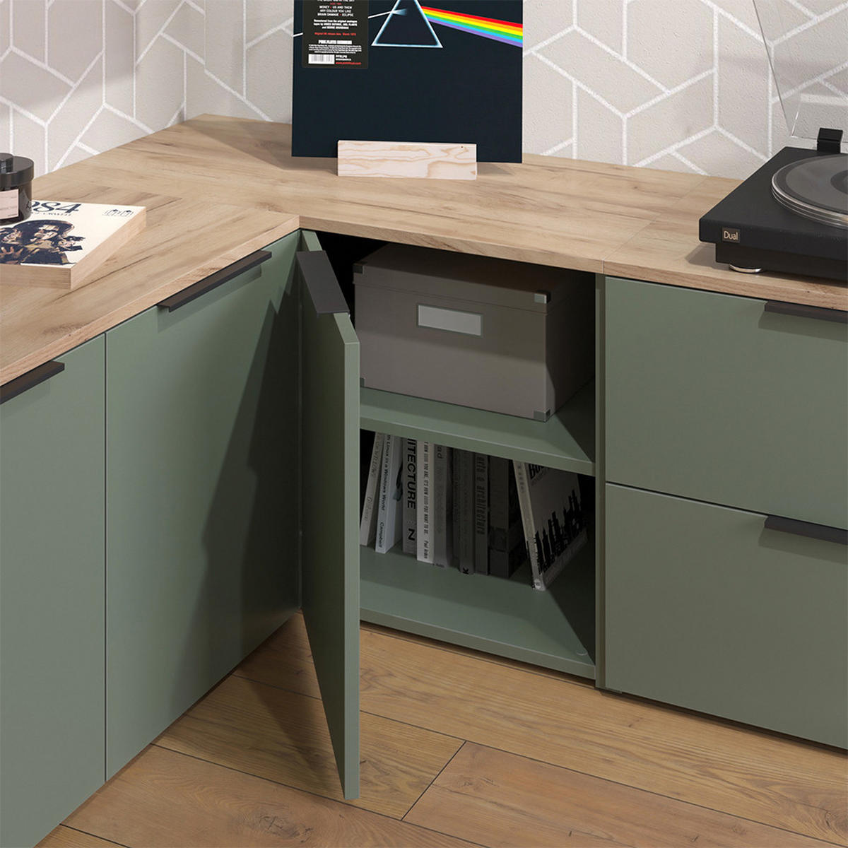 Grün/Sonoma Eiche, Holzwerkstoff (80/50/40cm) - Vicco