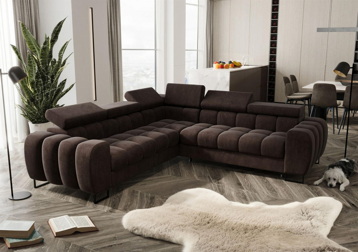 ECKSOFA Bastien Mit Schlaffunktion - Braun, Holzwerkstoff/Textil (260/260cm) - Fun Möbel