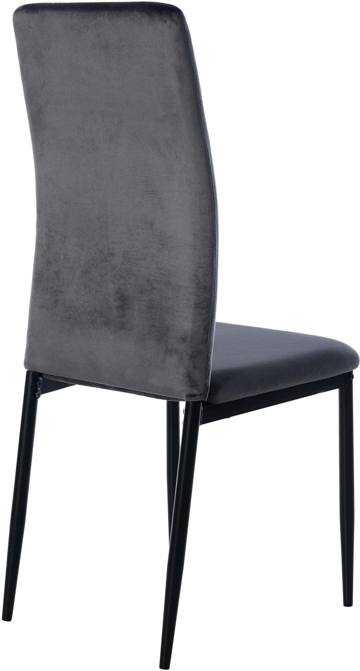 STUHL 6er Set Samt grau - Grau, Textil/Metall (41.5/99/40cm) - CLP
