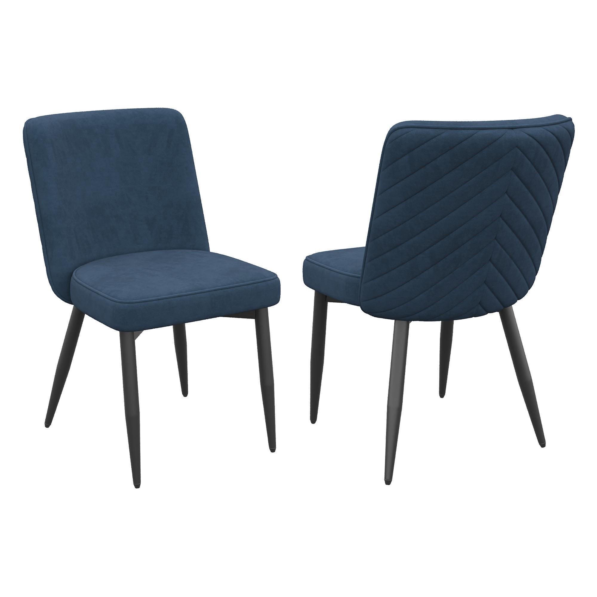 ESSZIMMERSTUHL 2 Stück, Samtstoff in Dunkelblau - Dunkelblau, Textil (48/85/63cm) - KOMHTOM