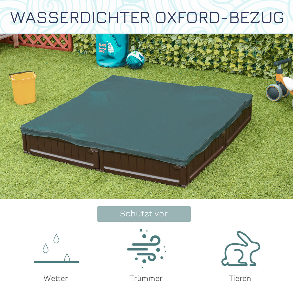 SANDKASTEN, Braun, HDPE - Braun, Kunststoff (123/123/21cm) - Outsunny
