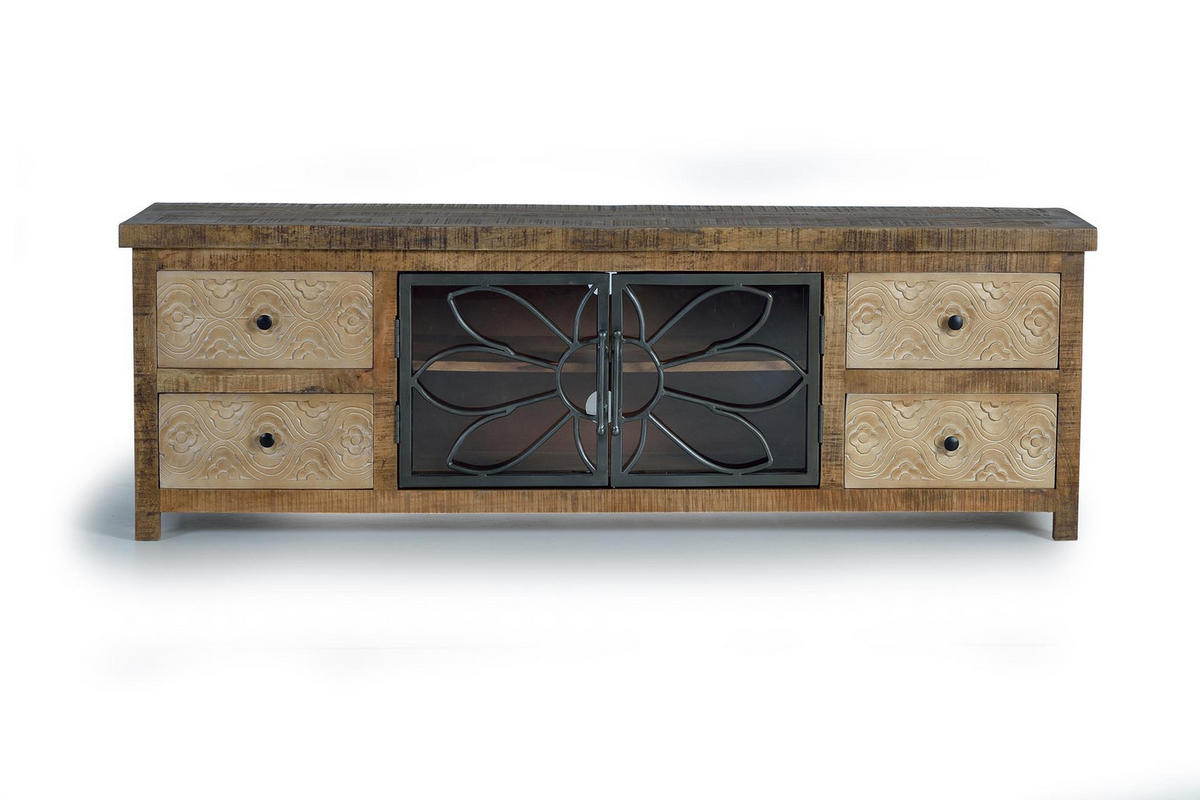 TV-SCHRANK aus Mangoholz und gealtertem braunem Metall - Braun, Holz (170/55/40cm) - Giner y Colomer