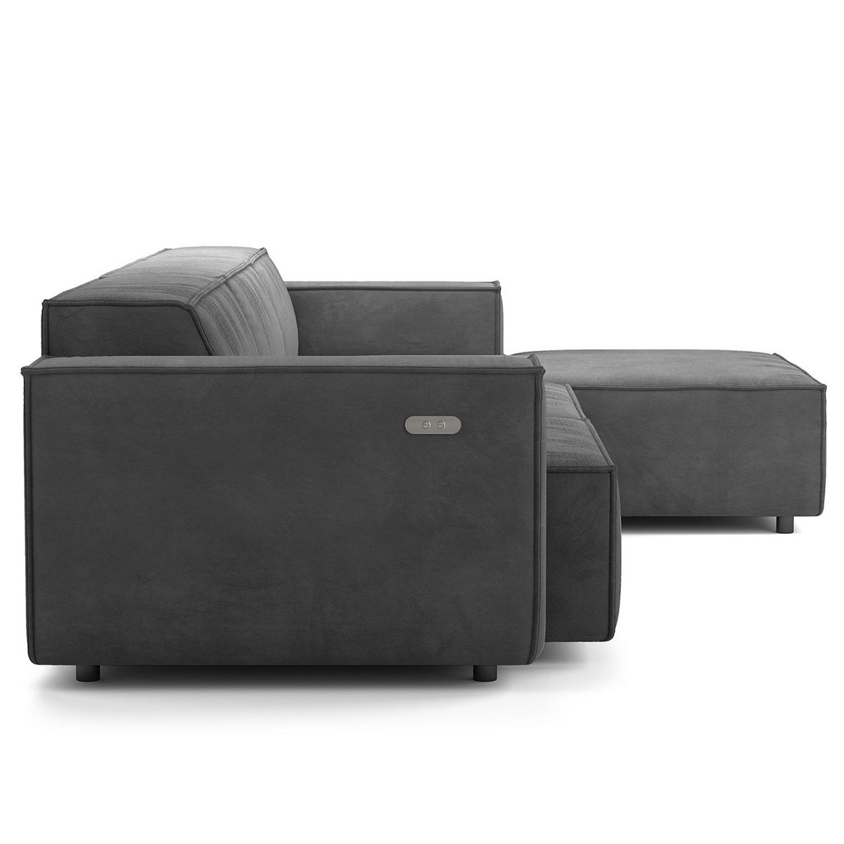 ECKSOFA mit Longchair - Schwarz/Grau, Kunststoff/Textil (294/177cm) - home24