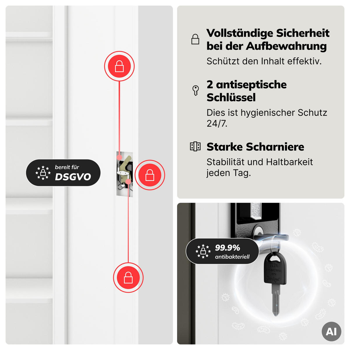 AKTENSCHRANK ALEX - Weiß, Metall (45/185/40cm) - Jan Nowak