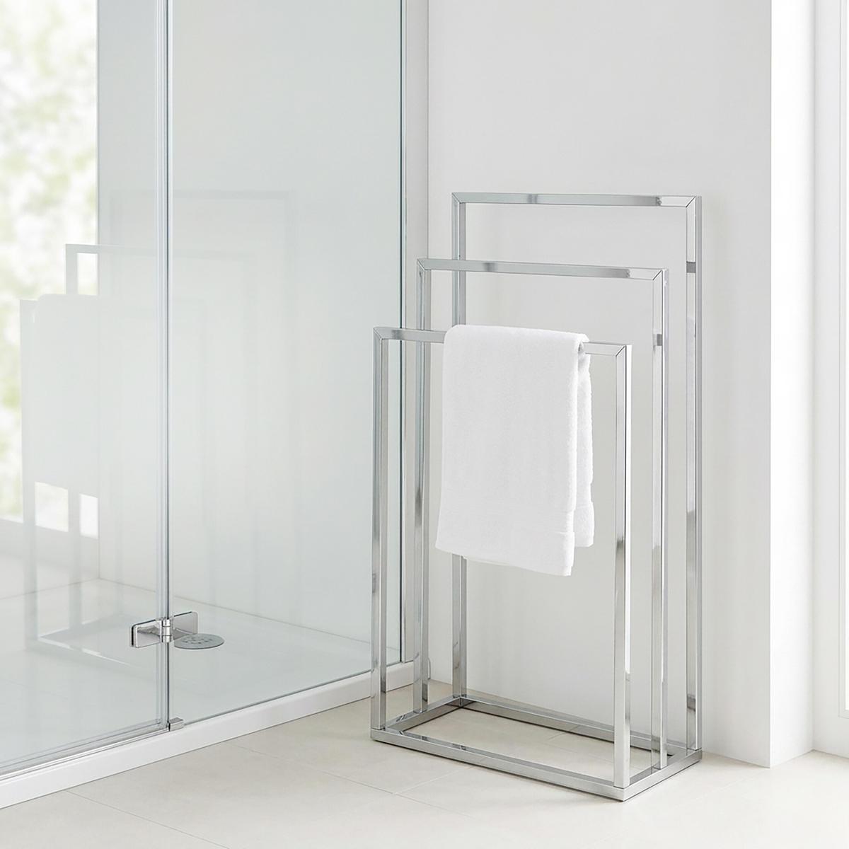 HANDTUCHSTÄNDER Silber verchromter Stahl 3-armig - Silberfarben, Metall (46/82/21cm) - Relaxdays